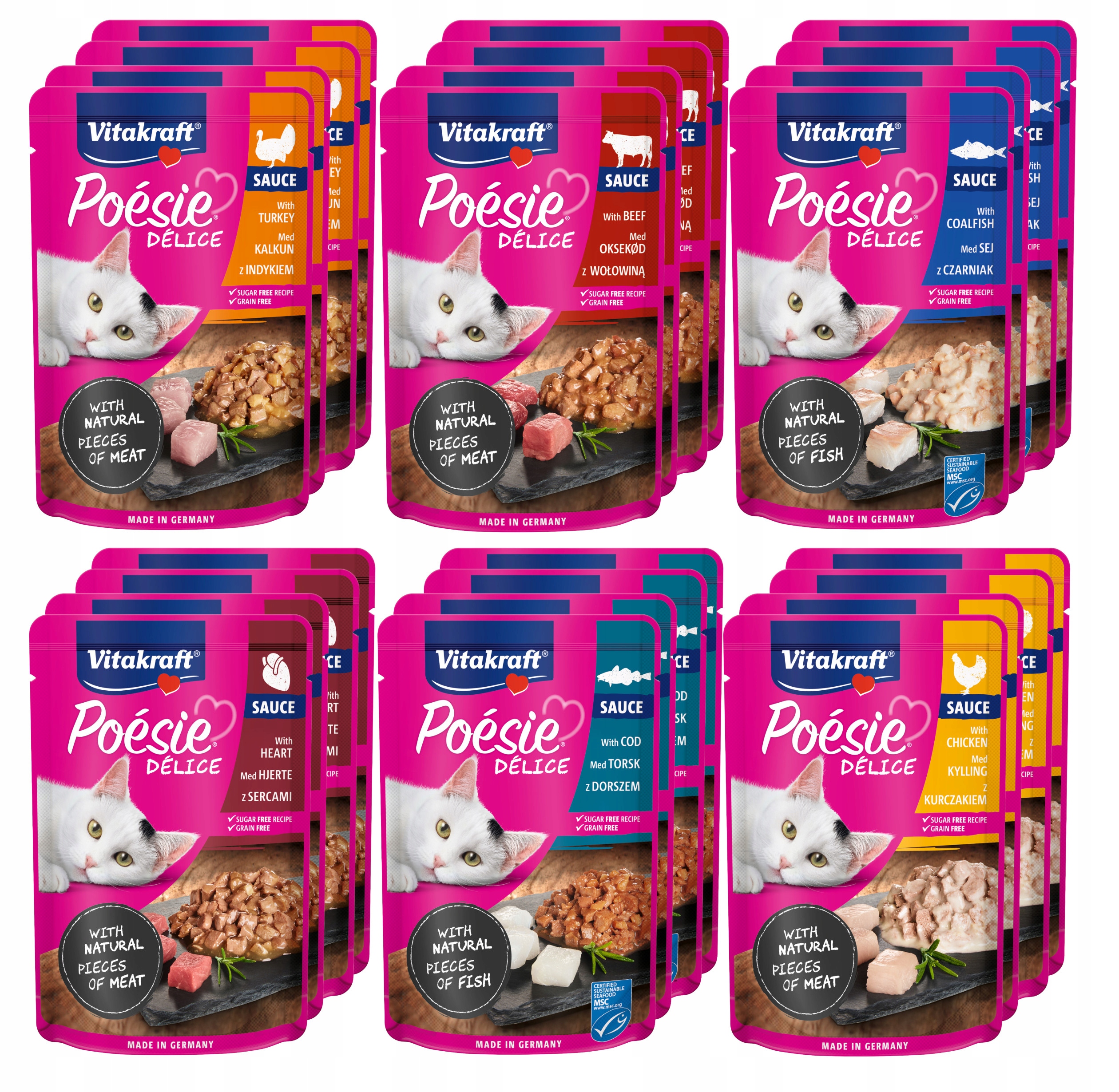 Levně Vitakraft Poesie Delice mix chutí v omáčce pro kočky 24x85 g