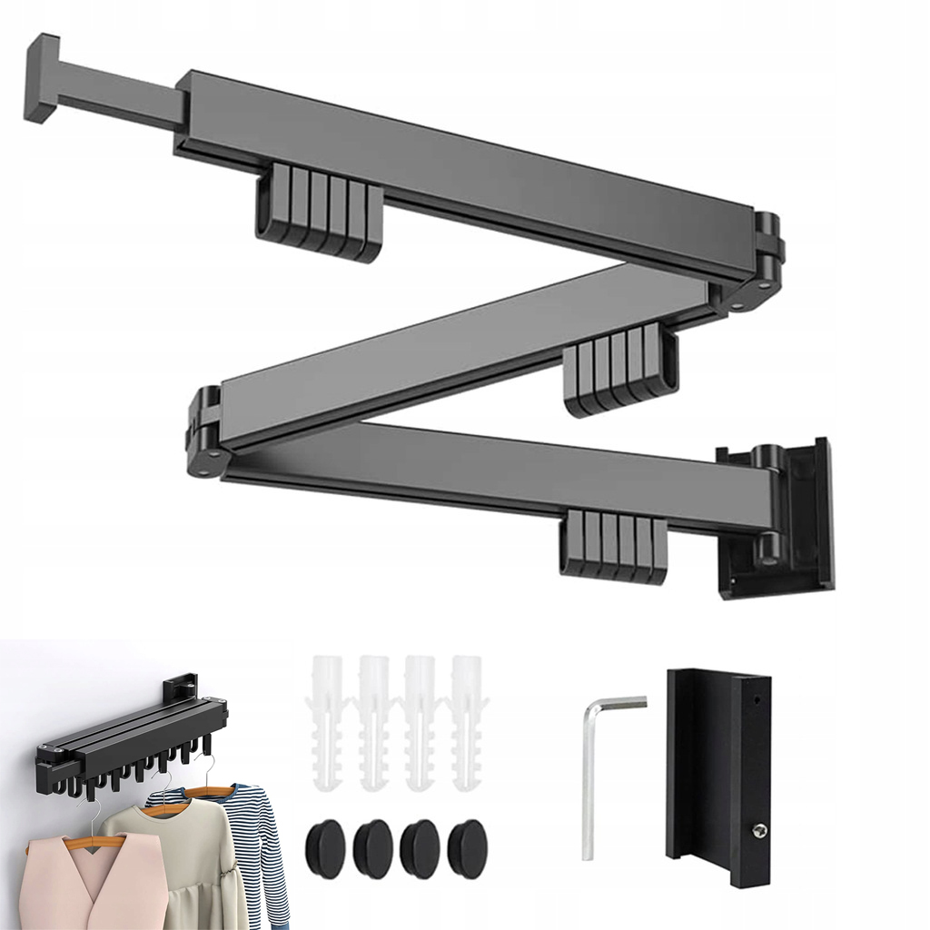 Levně Věšák Na Zeď 18 Háčků 127 CM, Výsuvný, Skládací, Hliníkový