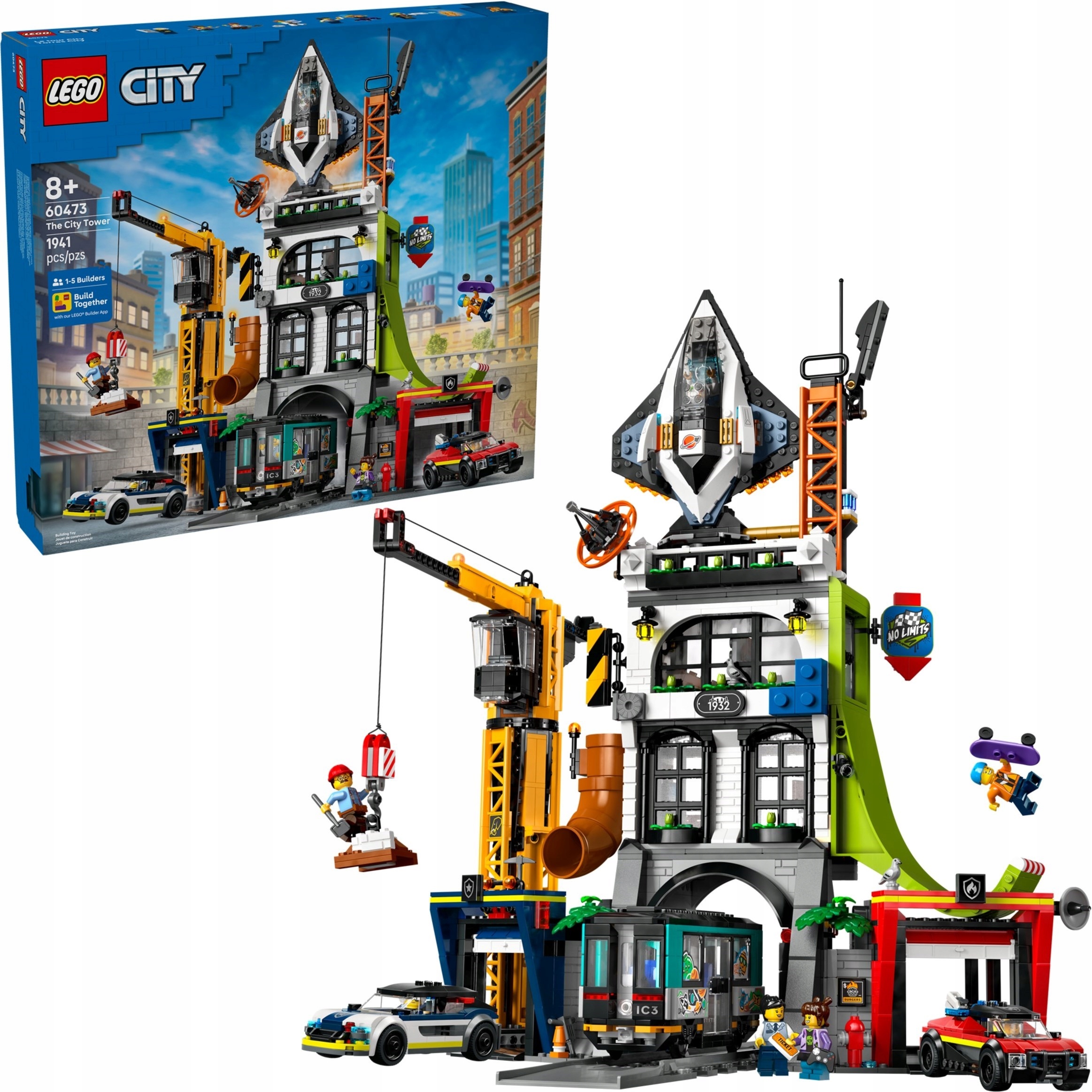 Lego City 60473 Věž City Zábava dárek Tramvaj Jeřáb Auto Raketa