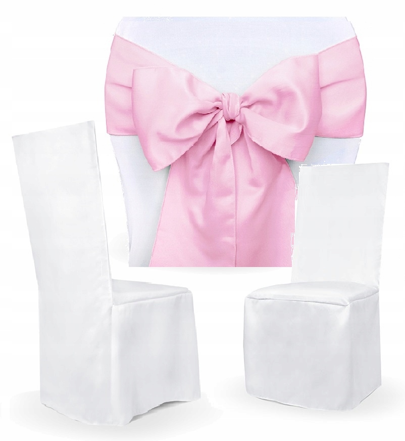 Pokrowiec na krzesło + szarfa satynowa dekoracje na komunię komunijne 9kol.