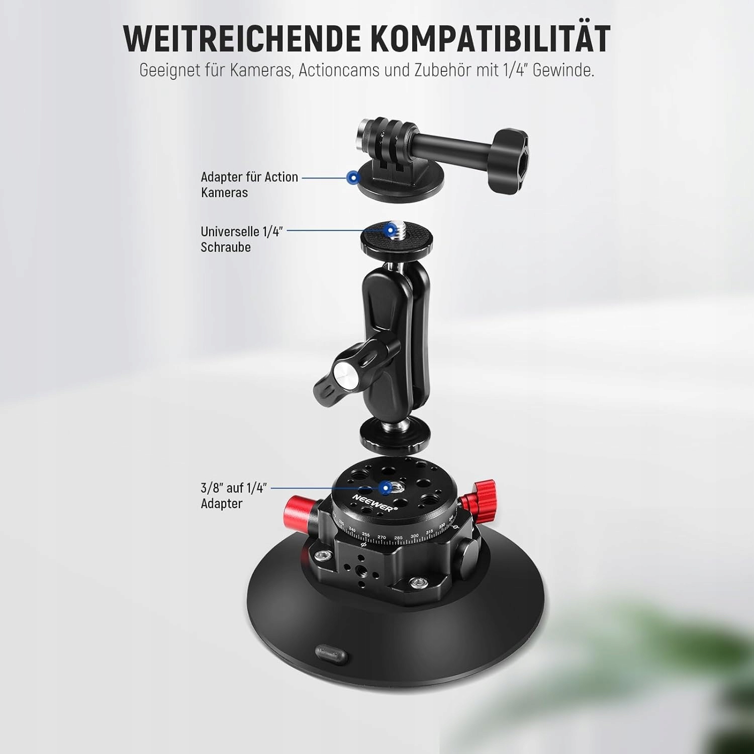 NEEWER Uchwyt Przyssawkowy Do Kamery Z Magicznym Ramieniem 2 Sztuki — miniatura 4