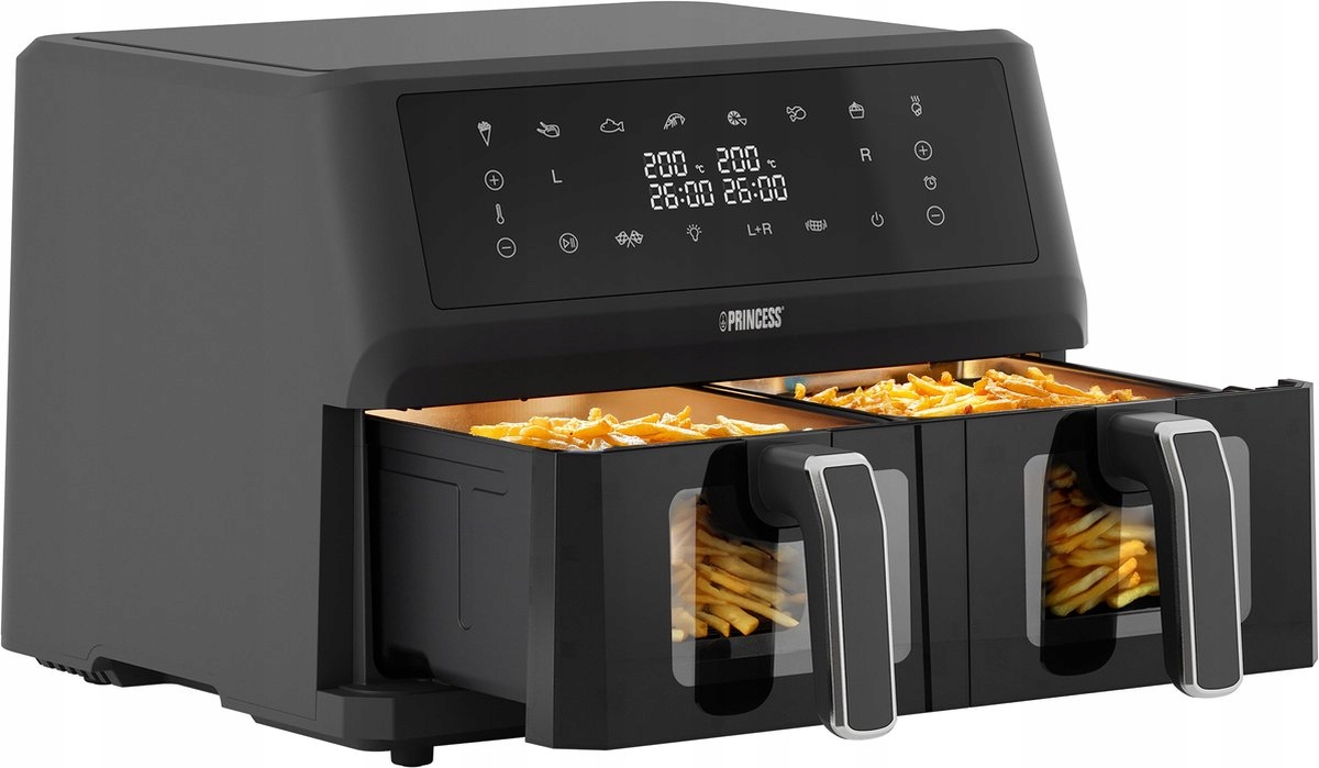 Beztuková Digitální Dvojitá Fritéza Airfryer 11L 2 x koš 8 Programů