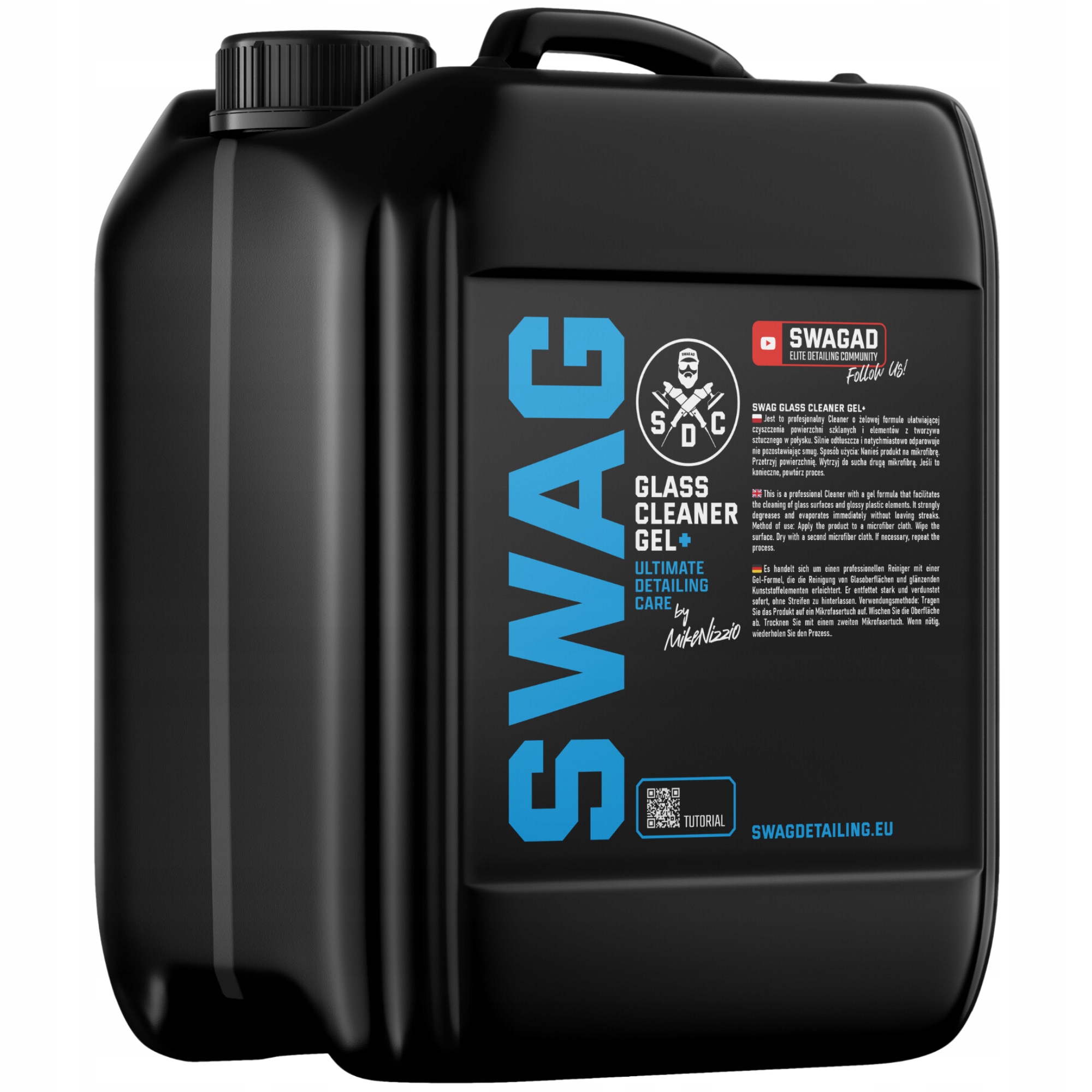 Swag Glass Cleaner Gel+ 5L Zel na čistenie skiel automobilov, odmasťuje
