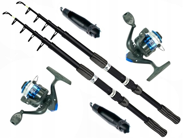 Sada 2x teleskopický prut Teleskop Travel 450 a 2x naviják s vlascem M