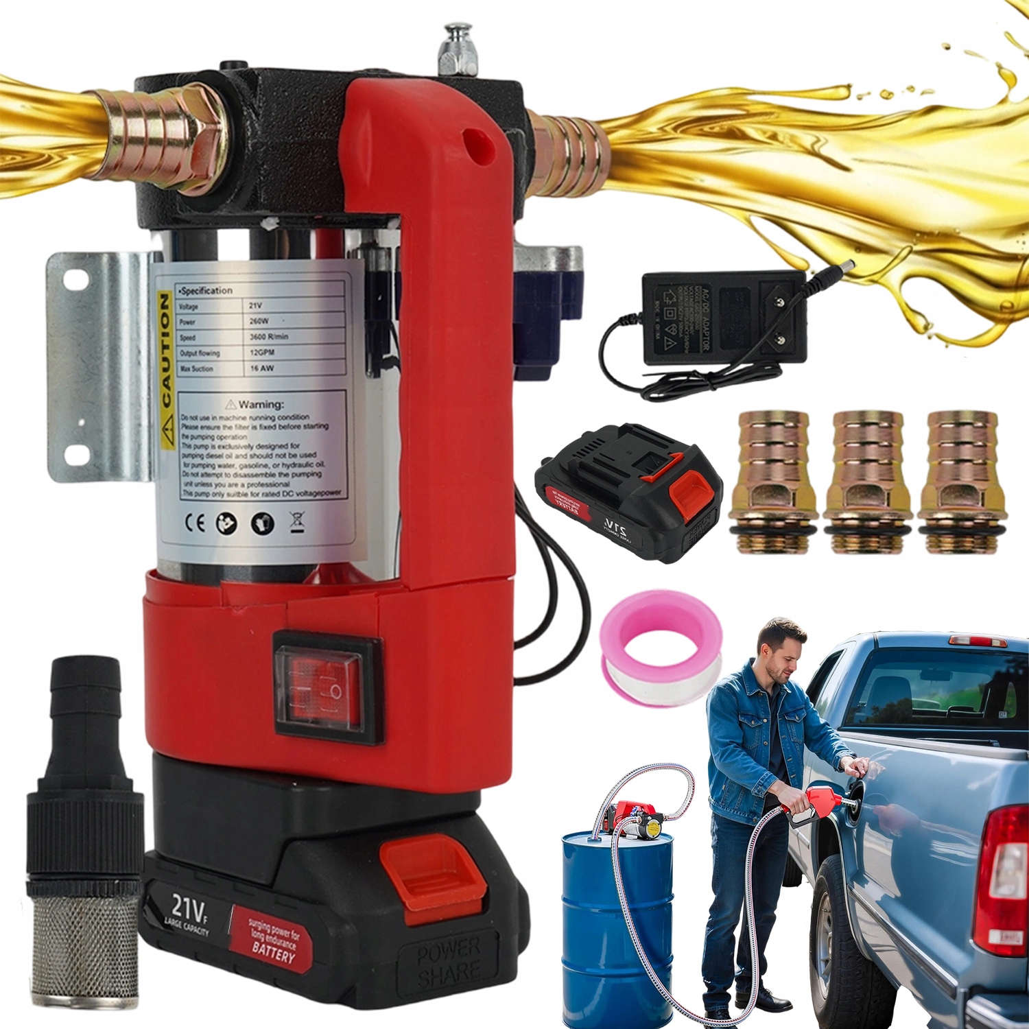 Pompa do paliwa MSW 550 W 60 l/min samozasysająca IP55