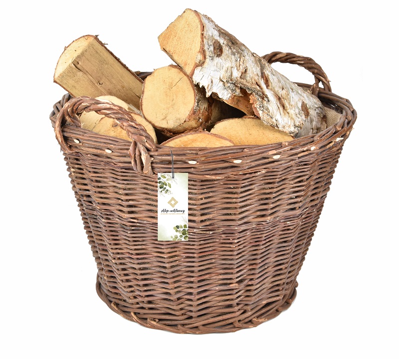 Proutěný koš na dřevo, palivo, hospodářskou nádobu obšitý jutou 55 Silný