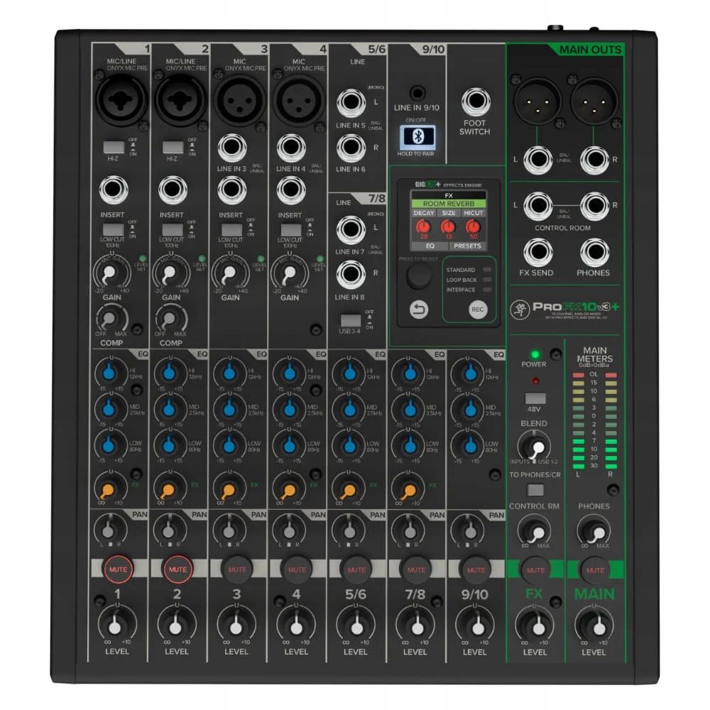 Mackie ProFX10v3+ analogový mixážní pult, rozhraní
