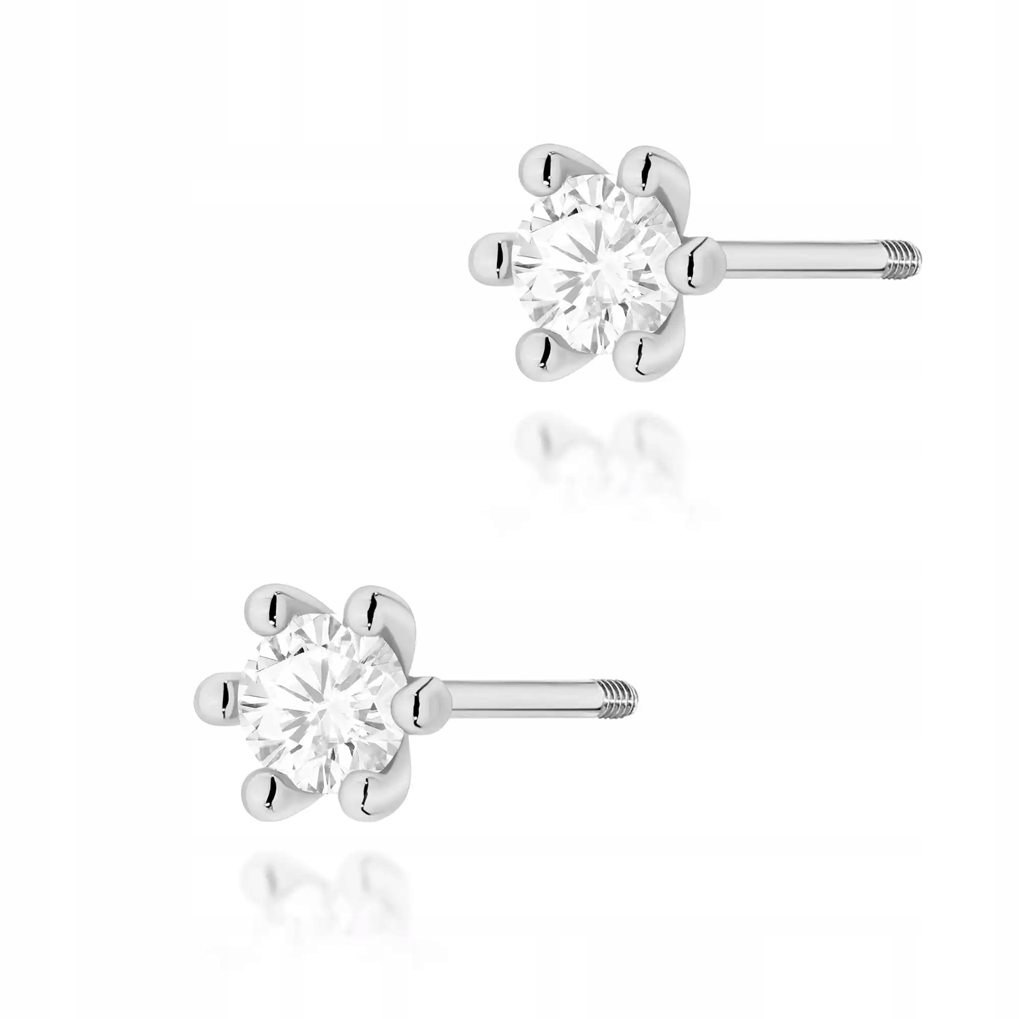 Náušnice zlaté pro ženu 585 diamant bílé zlato efektní módní vzor 14k