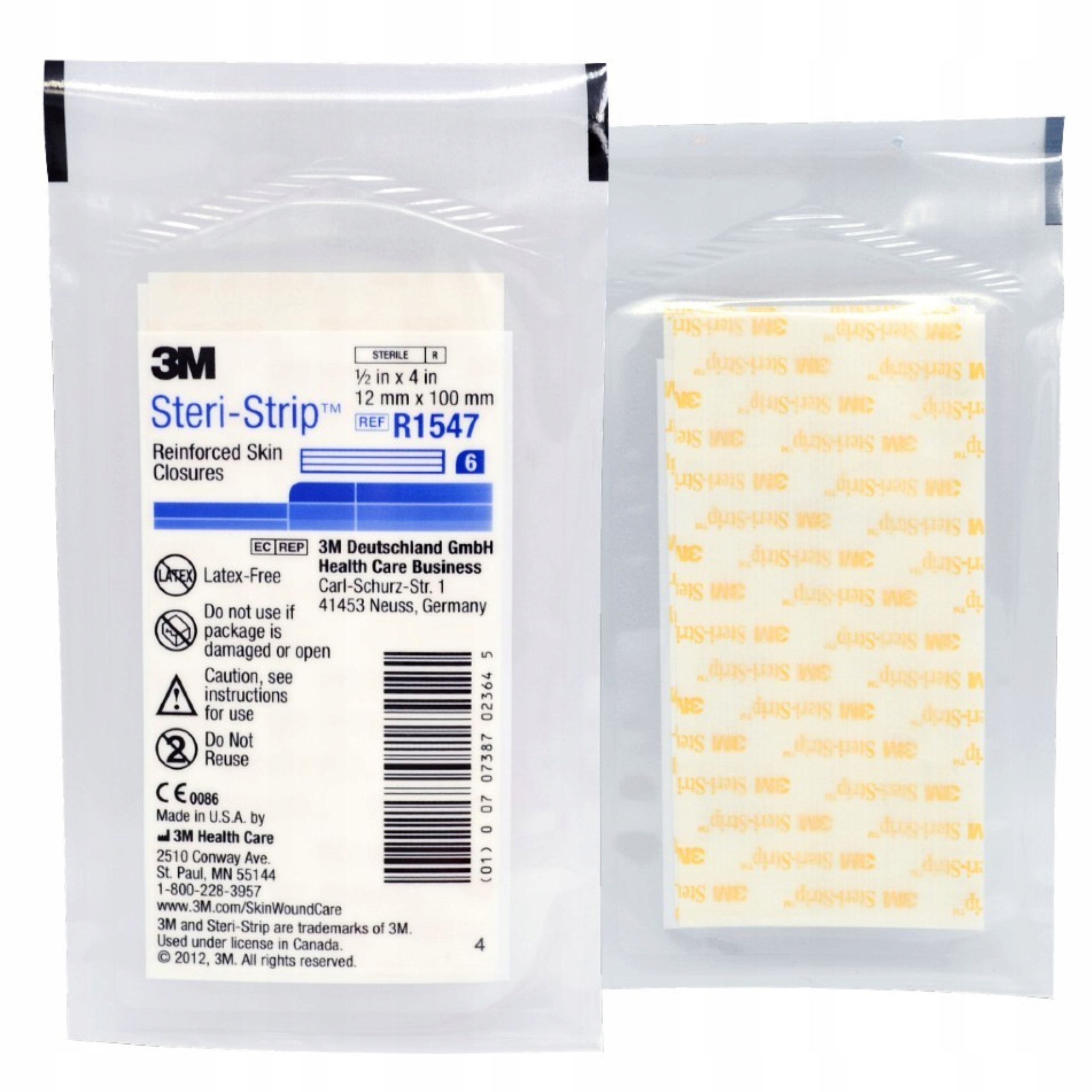 3M STERI STRIP Paski do zamykania ran 12x100mm R1547 białe sterylne 1 szt..