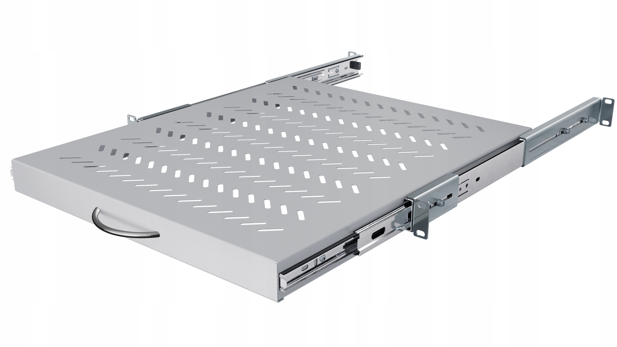 Półka Wysuwana Rack 19" 1U 500mm do Szafy Serwerowej, Metalowa, Szara