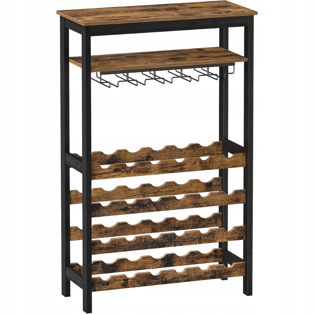 Regál stojan police na víno a skleničky Skříňka na víno Dřevěná Loft