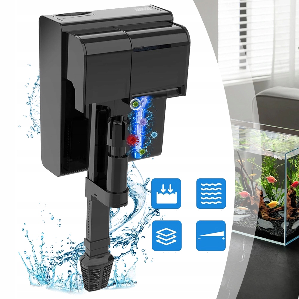 Tichý Vnější Filtr Pro Akvárium, 450 L/h, 4V1, Energeticky Úsporný