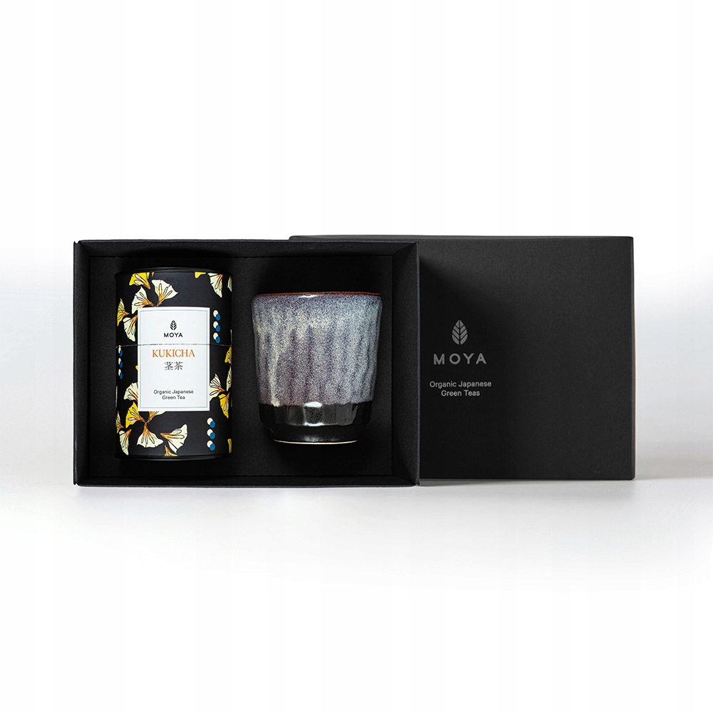Dárková sada – organický zelený čaj Moya Kukicha a hrnek Murasaki