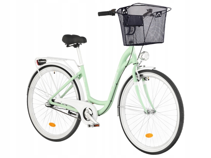 Rower miejski Indiana Moena A3B 28 cali damski Miętowo-biały Koszyk