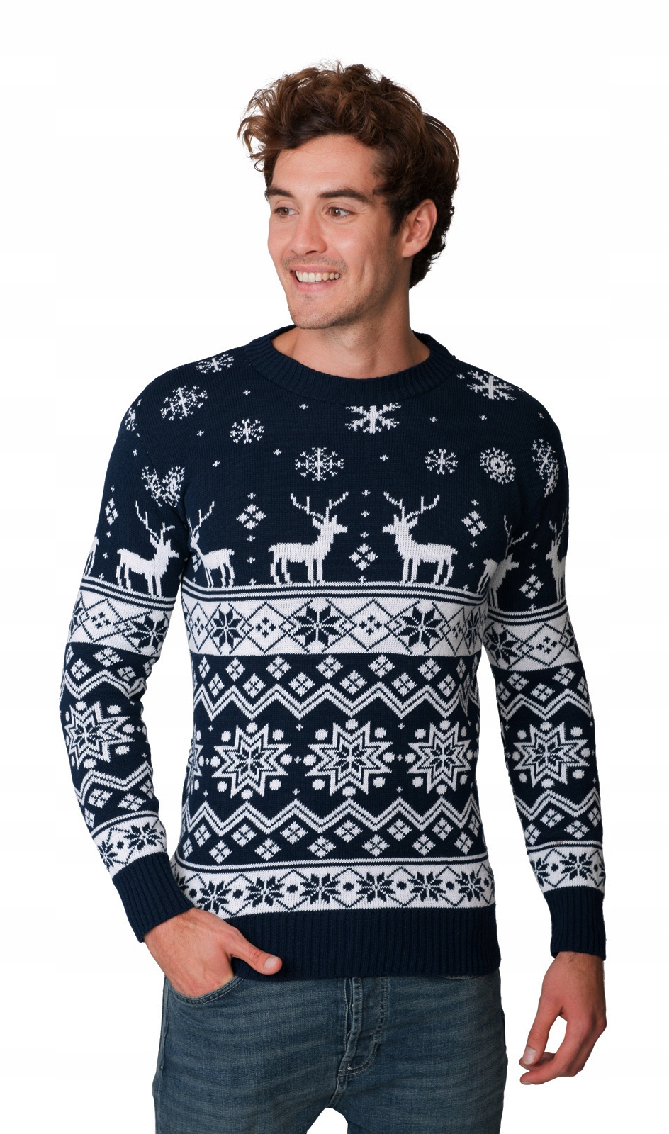 NORWESKI SWETER ŚWIĄTECZNY RENIFERY GRANATOWY 3XL Rozmiar 3XL