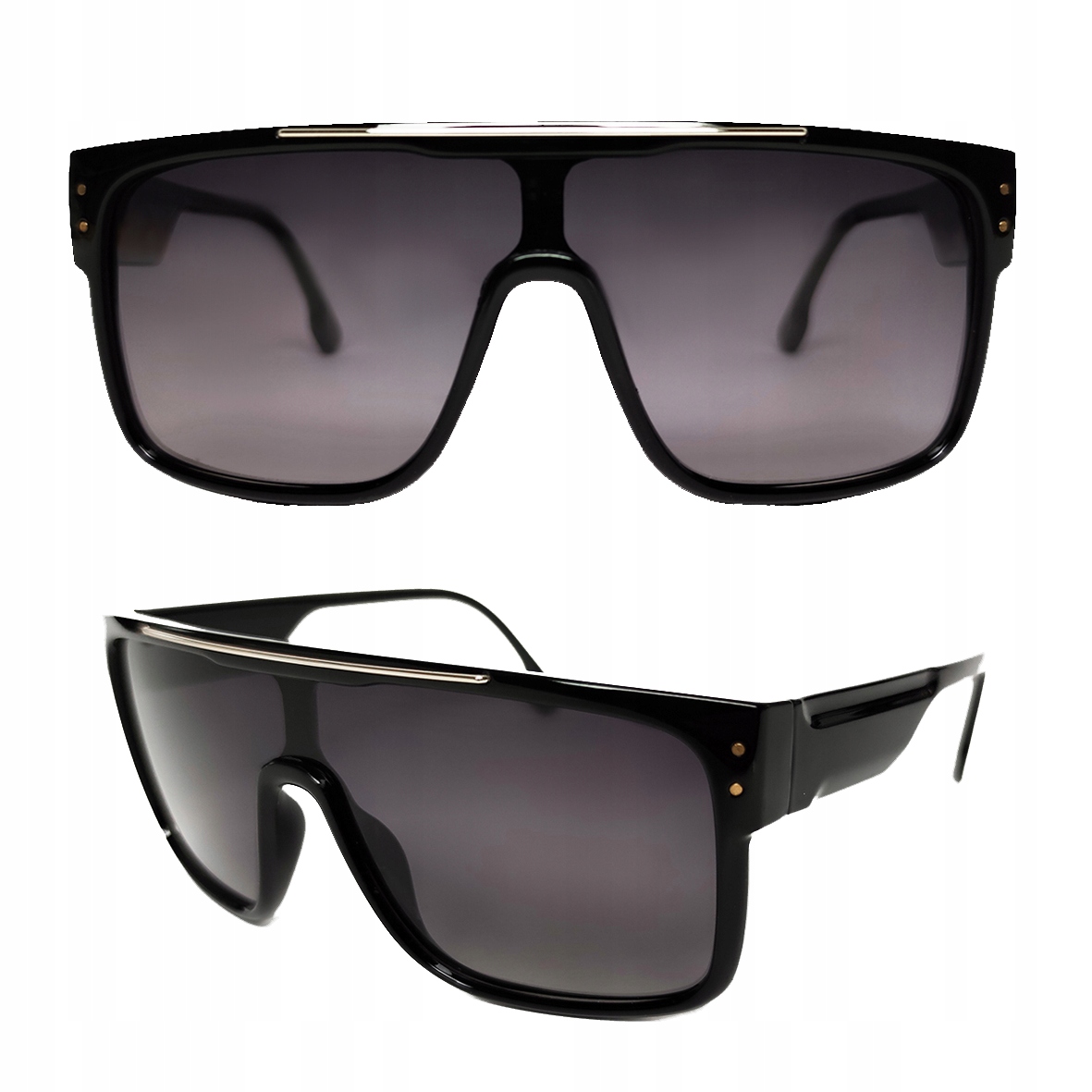 OKULARY PRZECIWSŁONECZNE MĘSKIE Z POLARYZACĄ DUŻE CIENIOWANE SOCZEWKI UV400