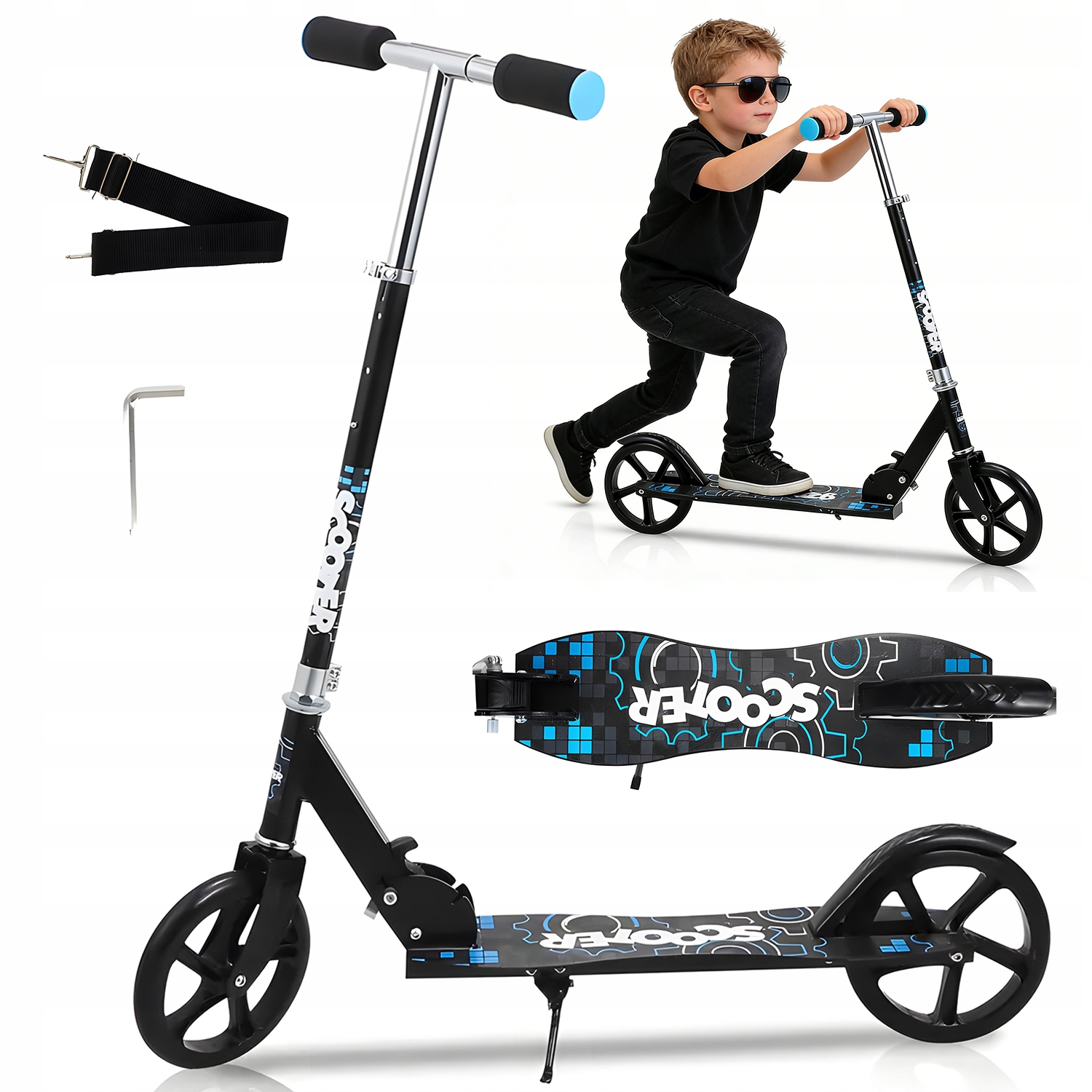 Hulajnoga Dziecięca Czarna Z Ergonomiczną Kierownicą ABEC7