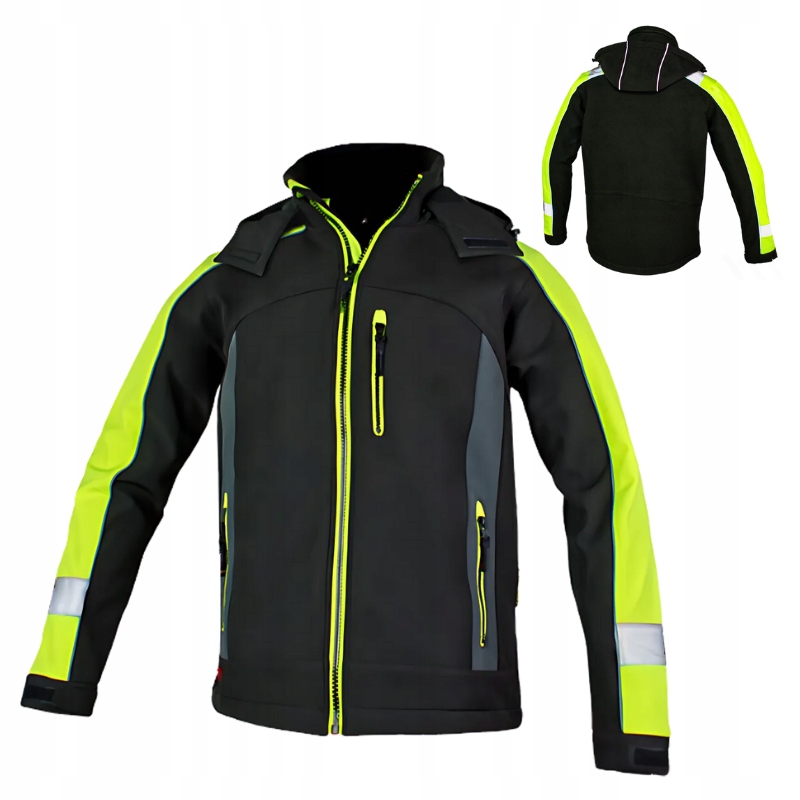 Softshell Pánská nepromokavá reflexní pracovní bunda s odnímatelnou kapucí