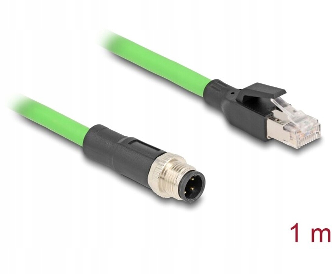 Przewód adapter M12 D-coded 4-pin męski-RJ45 męski PUR TPU 1m Delock 80426