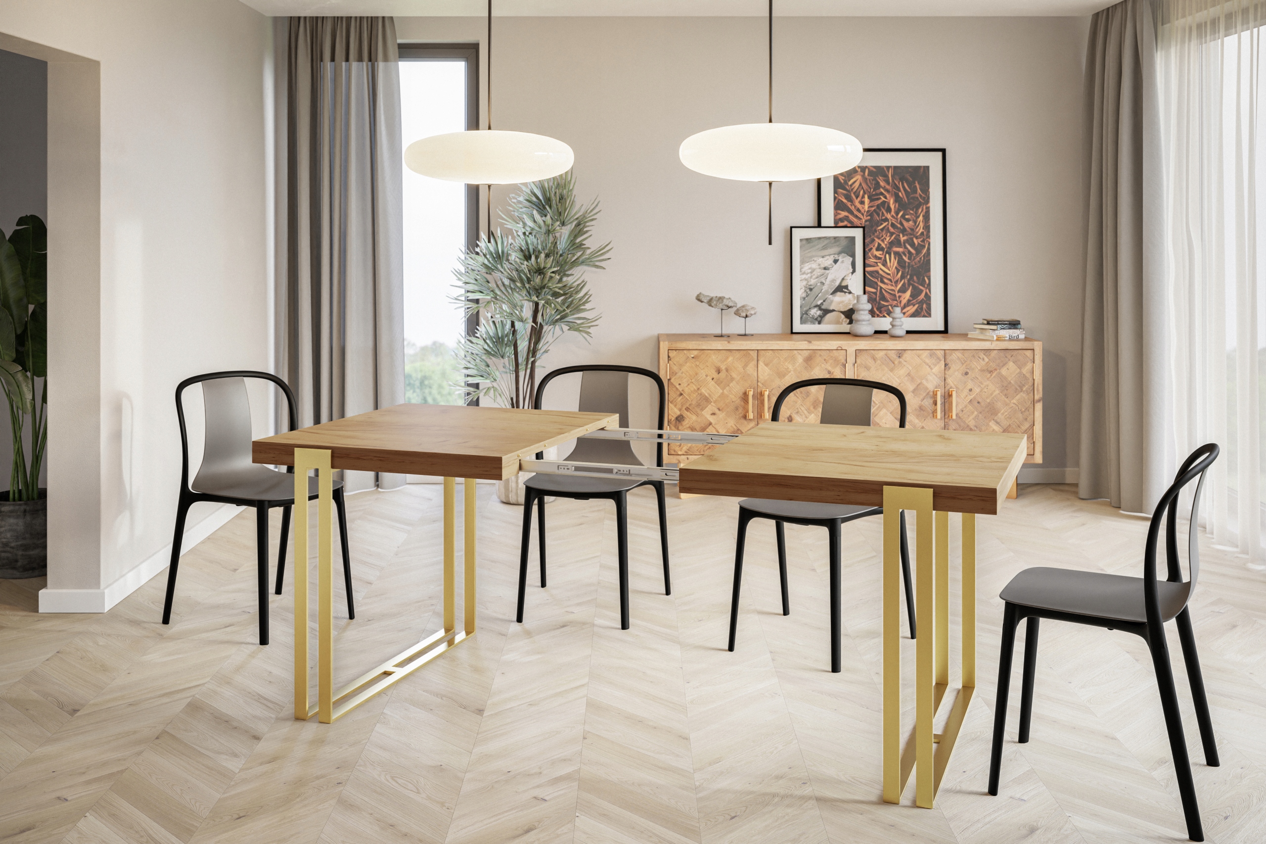 Stół rozkładany 180/280 LOFT GOLD metalowe nogi Waga produktu z opakowaniem jednostkowym 80 kg