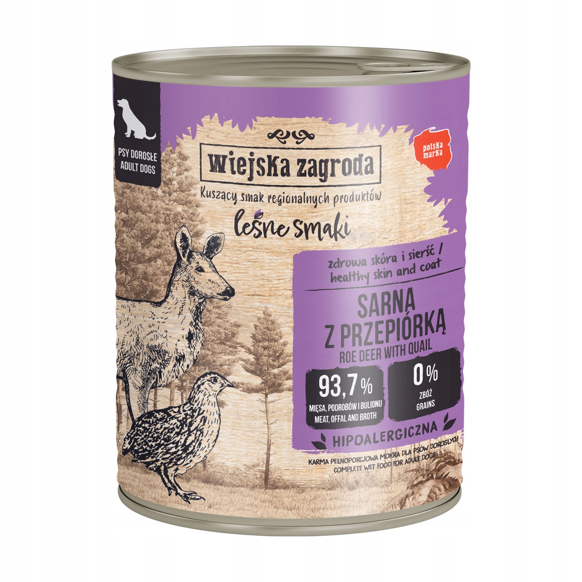 Wiejska Zagroda Vlhké krmivo pro psy Adult Srna Křepelka 16x400g