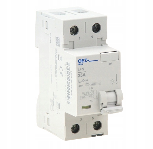 Proudový spínač 2P 25A 30mA 230V LFN-25-2-030AC Diferenciální