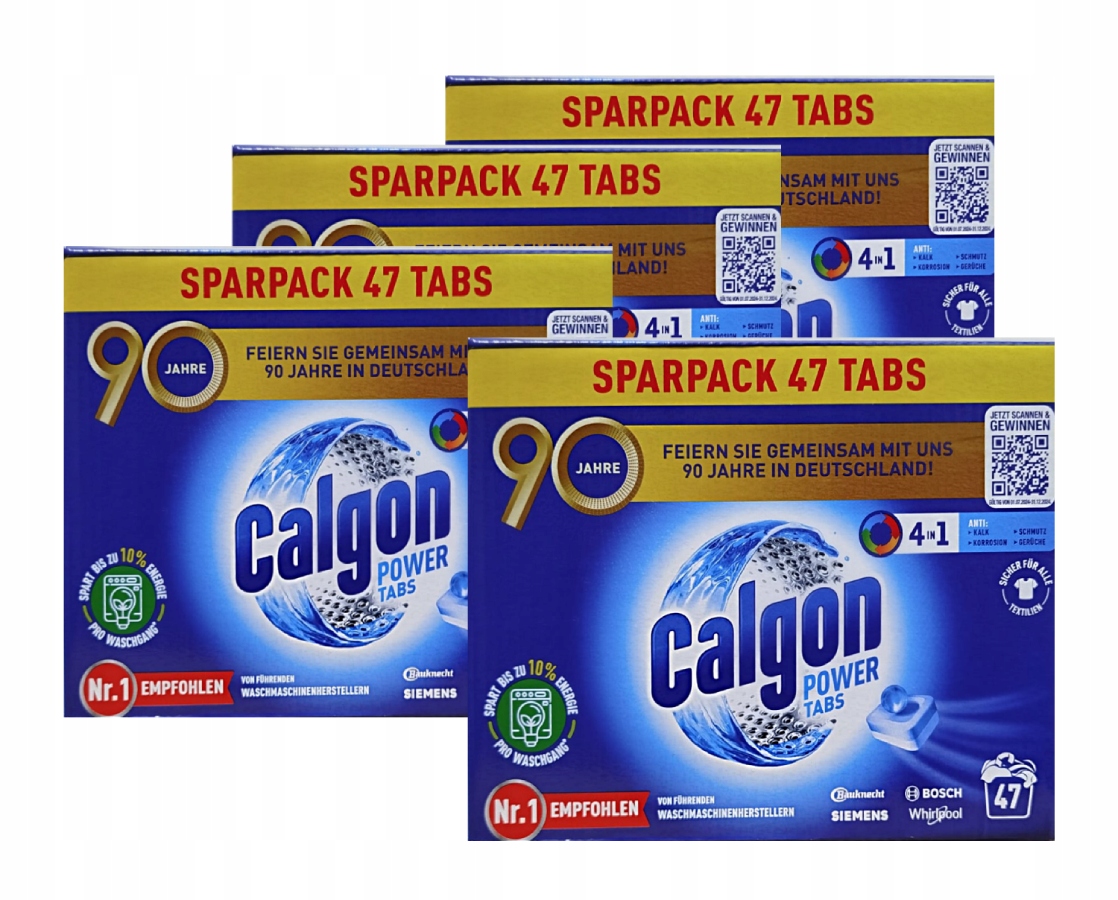 Levně Calgon Power Tabs 4v1 odvápňovač pračky v tabletách 4 x 47 ks 188 ks
