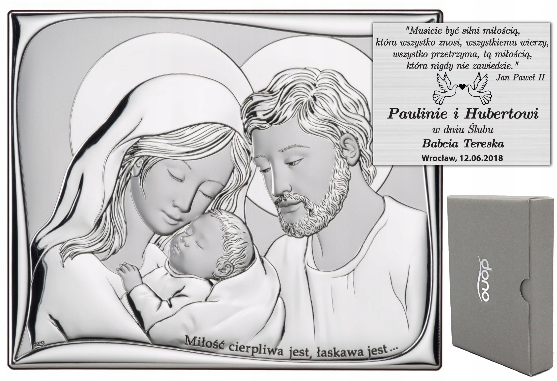 Obrázek Stříbrná Rodina Svatá Svatba Křest Gravírování