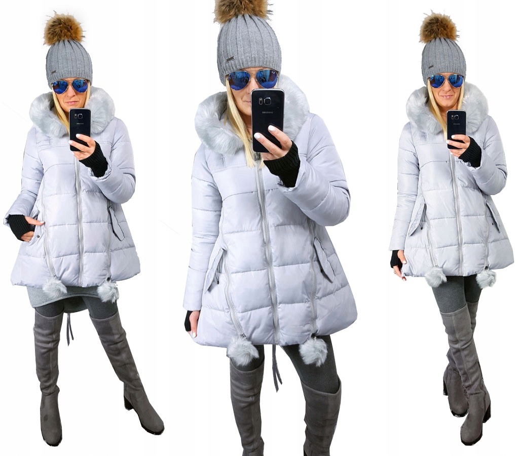 

Asymetryczna Kurtka Parka Gwiazda Kaptur Futerk Xs