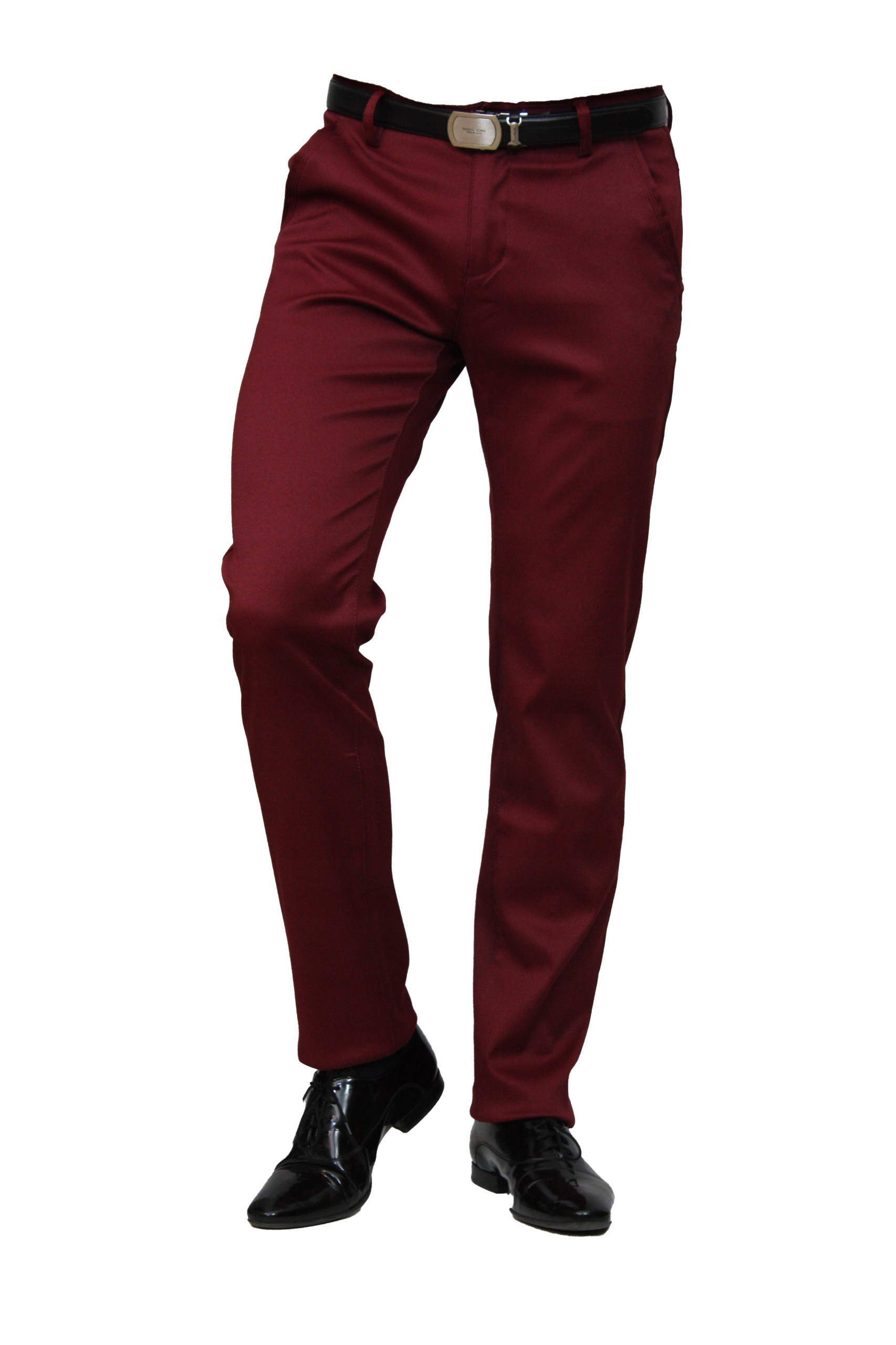 Spodnie Męskie Wizytowe Chinos (bordowe) W38 L32 obw.pasa 100-102 cm