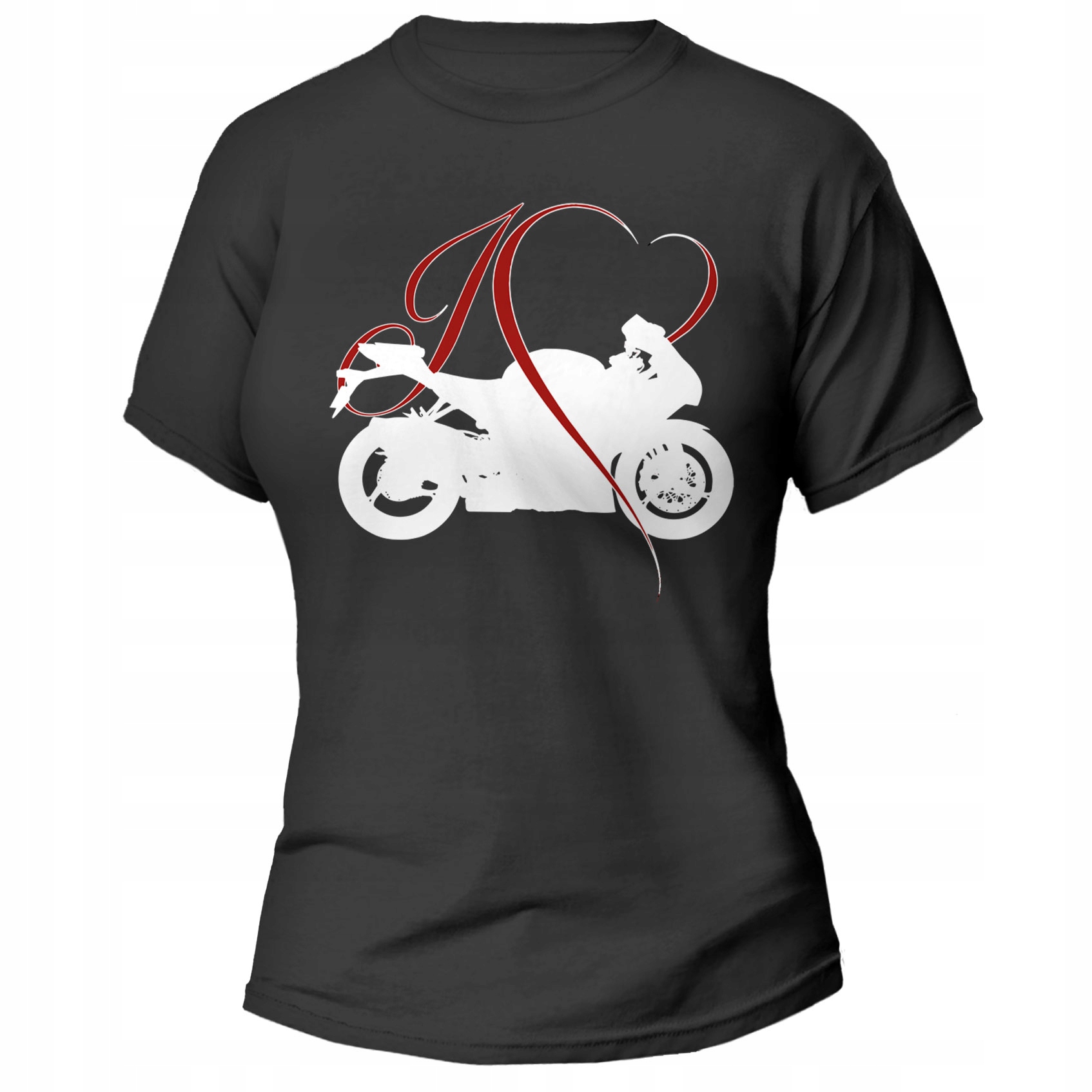 

Damska Koszulka Motocyklowa I Love Moto Serce