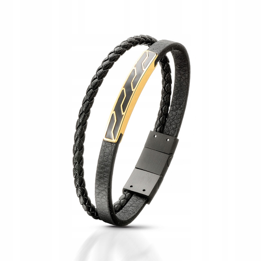 Pánský náramek Venetto ocel 316 l kůže 19 Cm