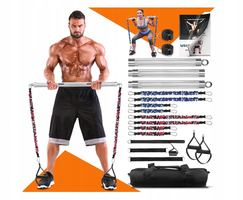 Zestaw drążków oporowych Dasking , przenośny, z 8 taśmami oporowymi,