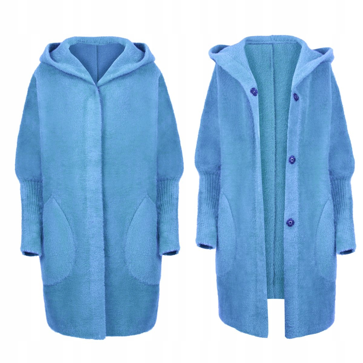 PŁASZCZ ALPAKA CIEPŁY MILUTKI WEŁNA OVERSIZE KAPTUR KOLORY Kaptur z kapturem