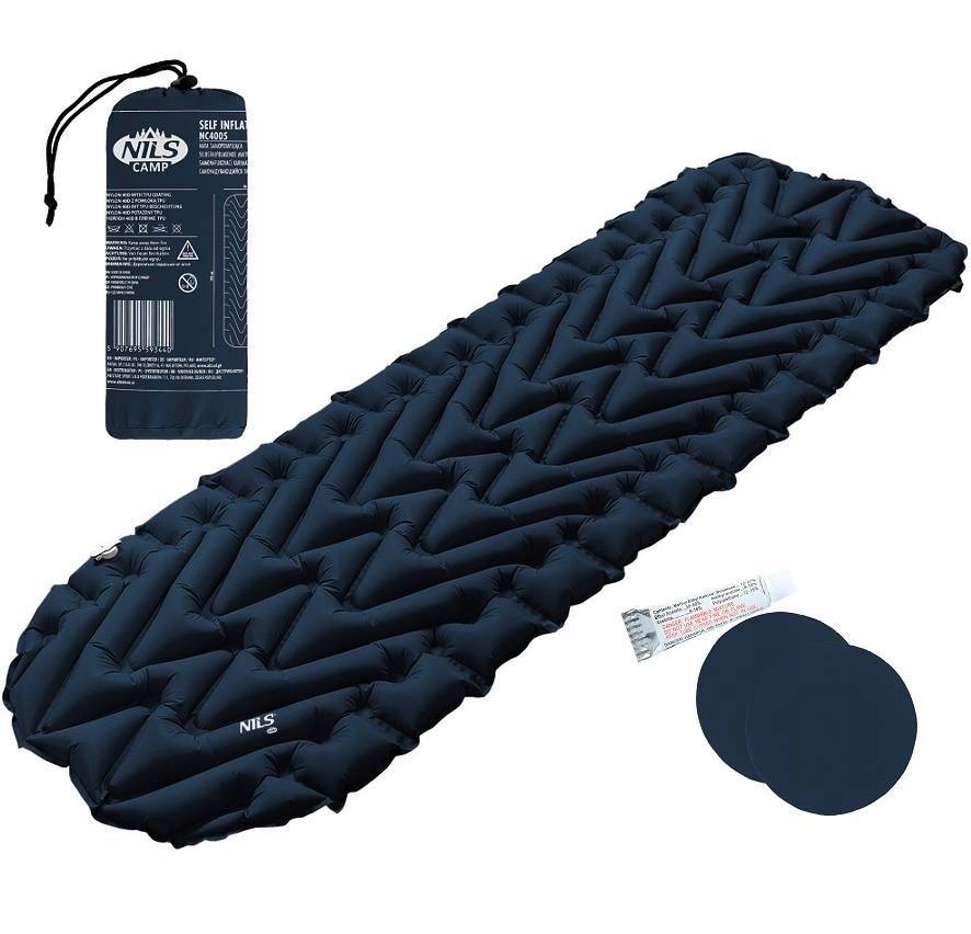 Mata Turystyczna Pompowana Materac Pod Namiot Szara 193x56 cm+ Pokrowiec