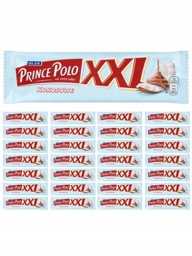 Levně PrincePoloXXL Křehká oplatka s kokosovým krémem zalitá čokoládou 50 g x 28kusů