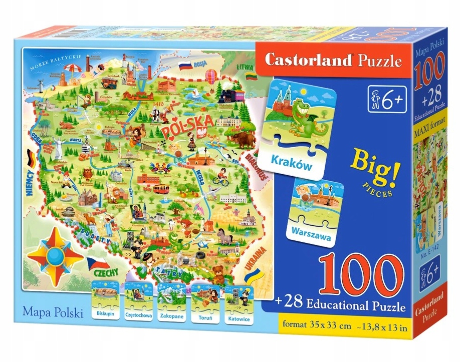 Карта польский Puzzle 100 викторина 28 el. Castorland