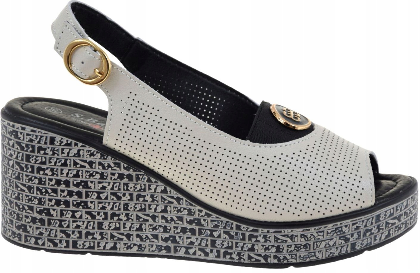 Elegantní dámské sandály na podpatku z béžové kůže S.barski LR61-7010 VEL.36