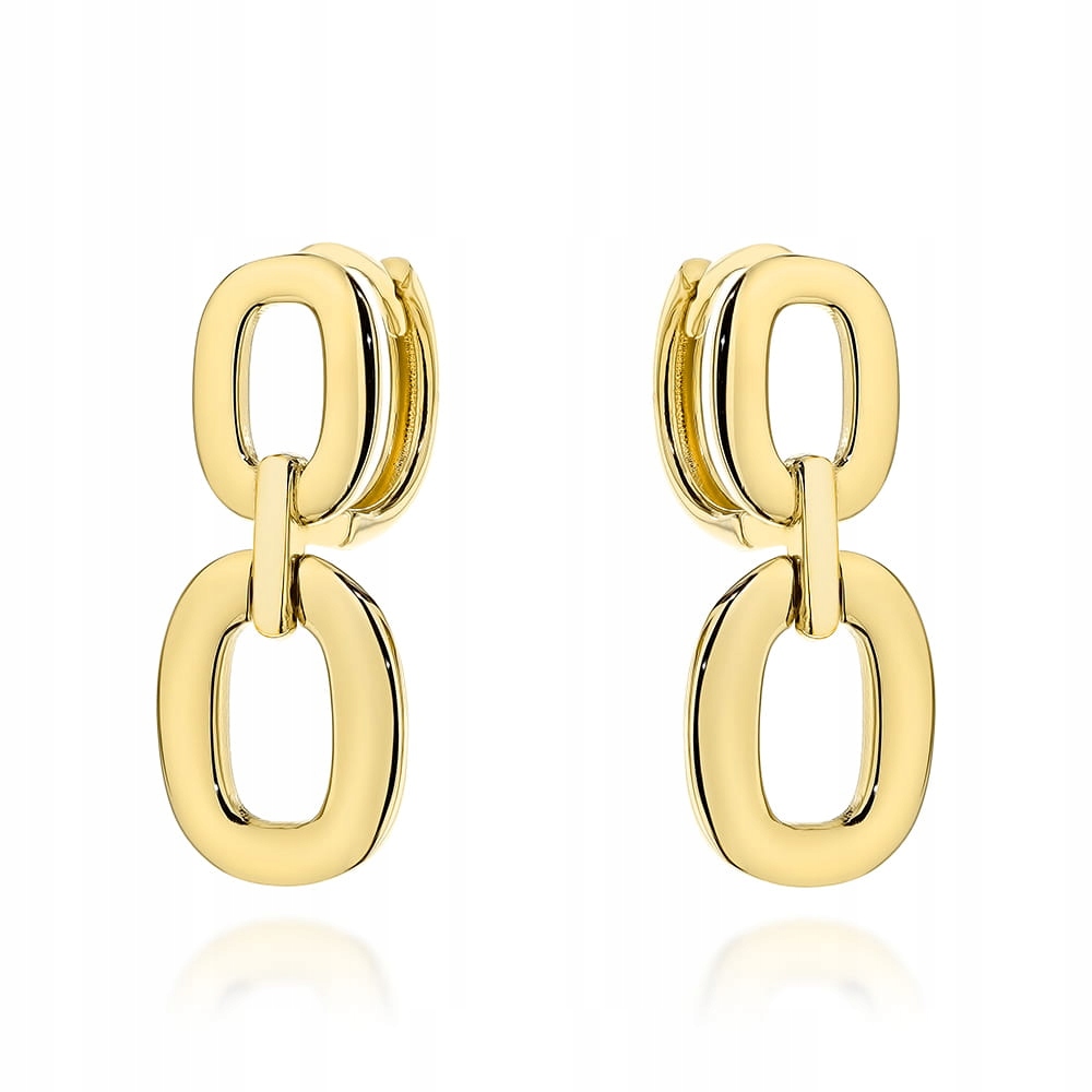 Zlaté náušnice 585 leštěné velké články 14kt bez kamenů 2.78g dárek