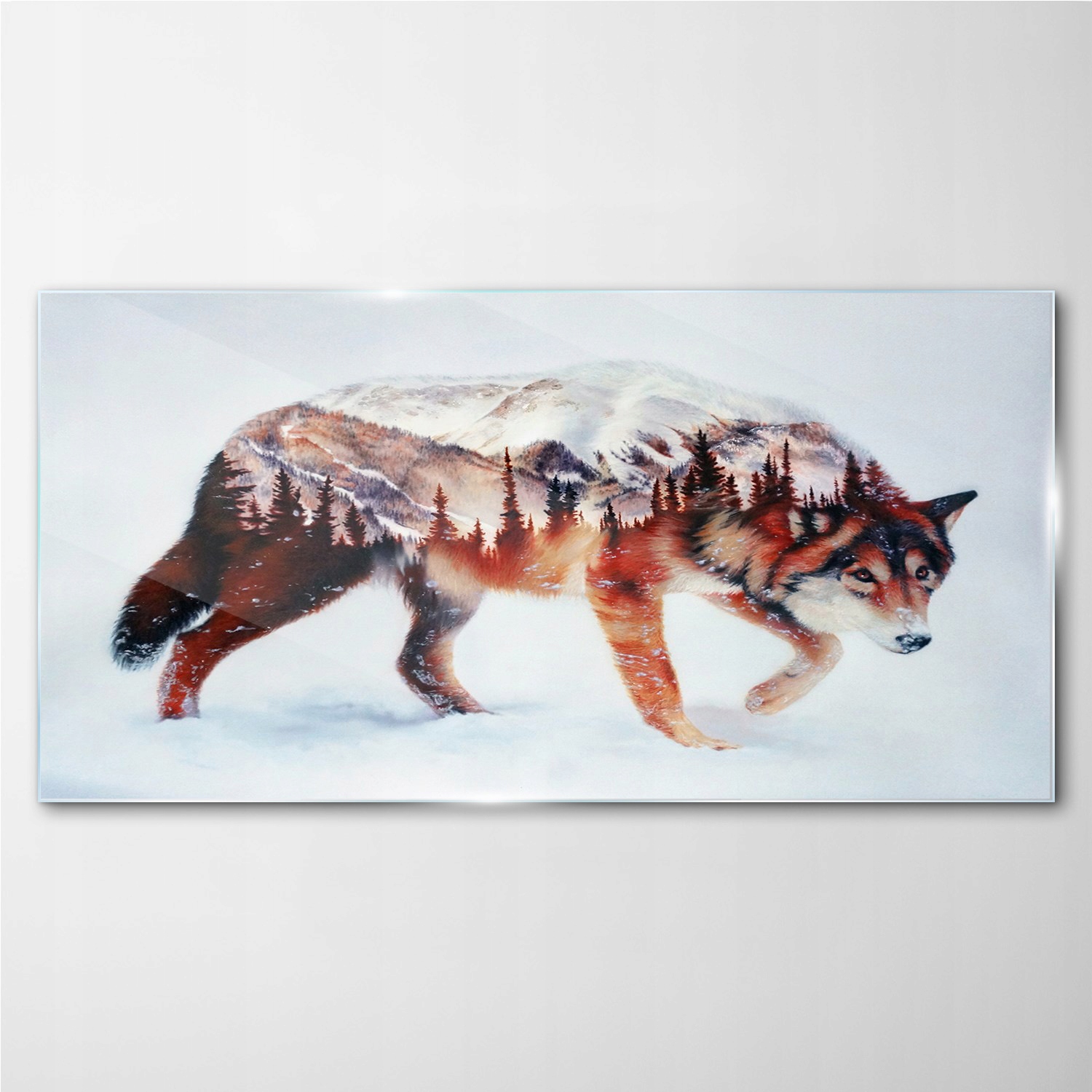 

Obraz z nadrukiem szklany Wilk las zima 140x70 cm