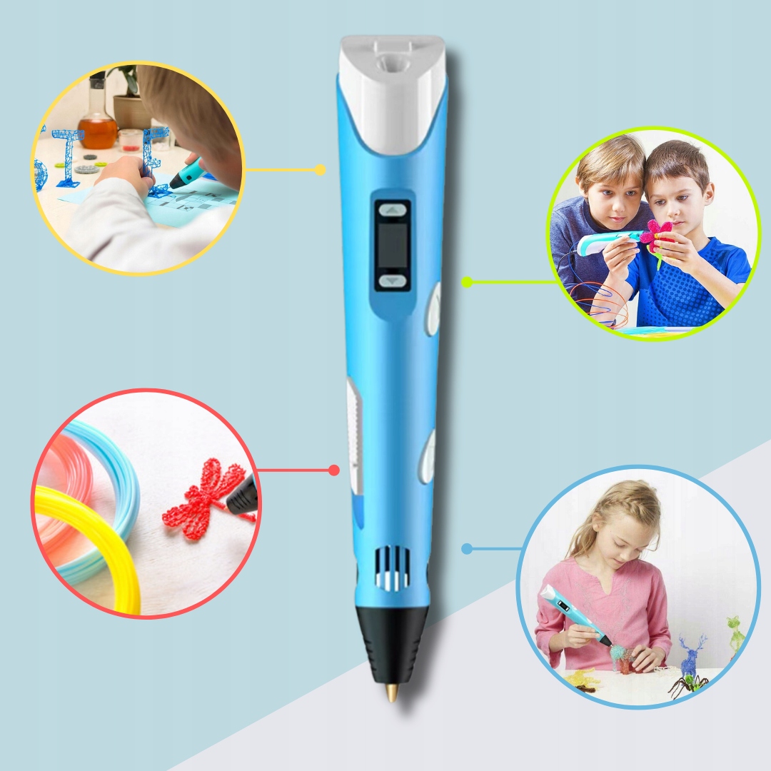 DŁUGOPIS DRUKARKA 3D PEN ZESTAW + WKŁADY PODSTAWKA ZASILACZ DLA DZIECI Kod producenta 5533467
