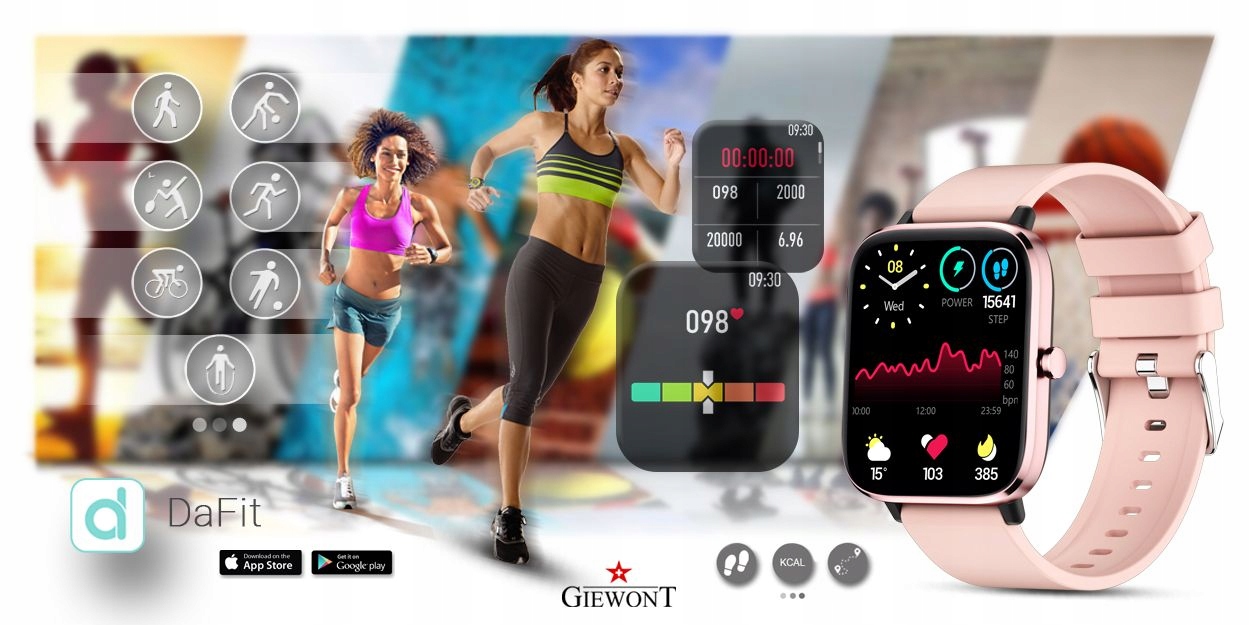 Smartwatch Giewont GW230-1 Różowe Złoto-Różowy Rodzaj smartwatch