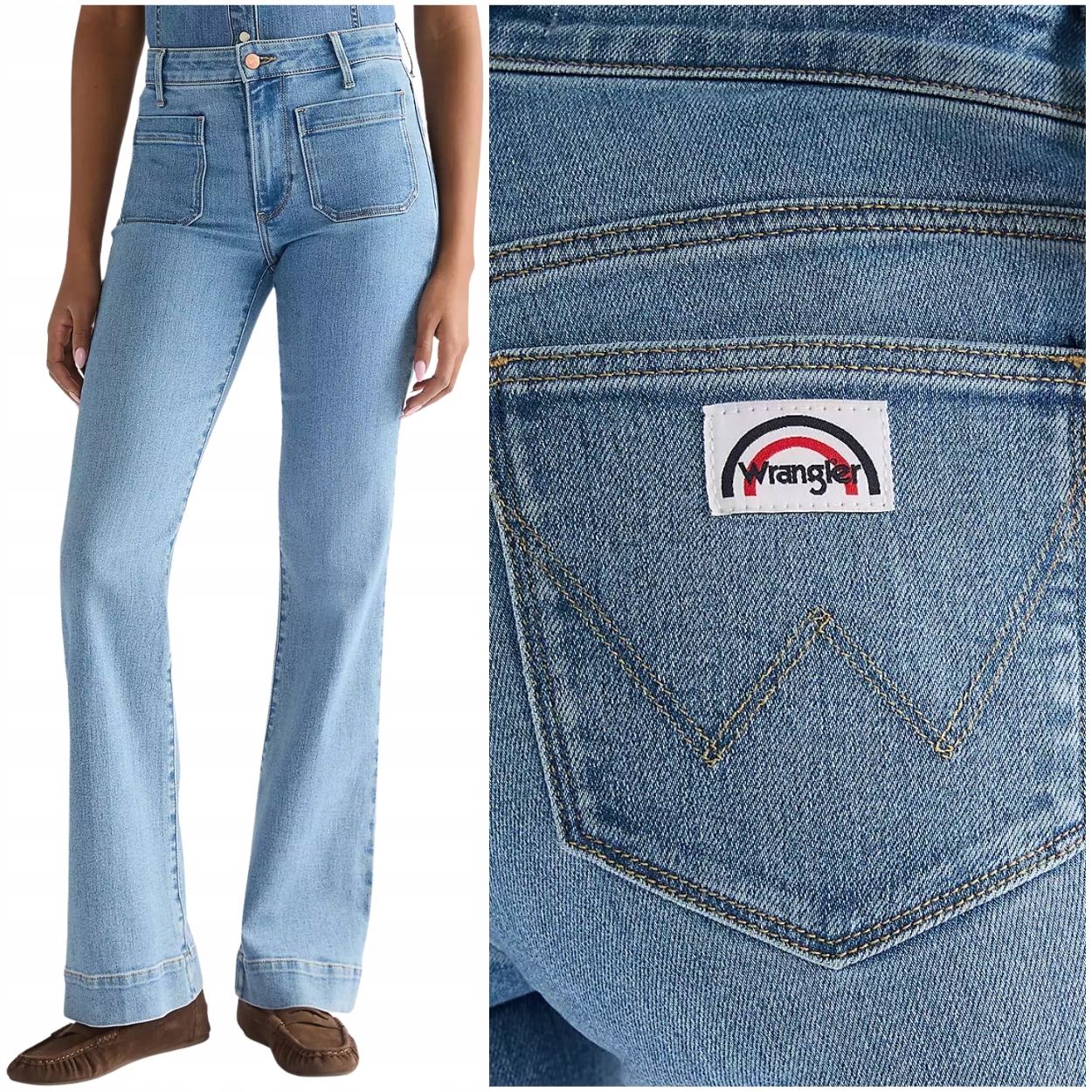 Wrangler Flare Velvet Sky vysoké dámské džínové kalhoty se zvony W29 L32