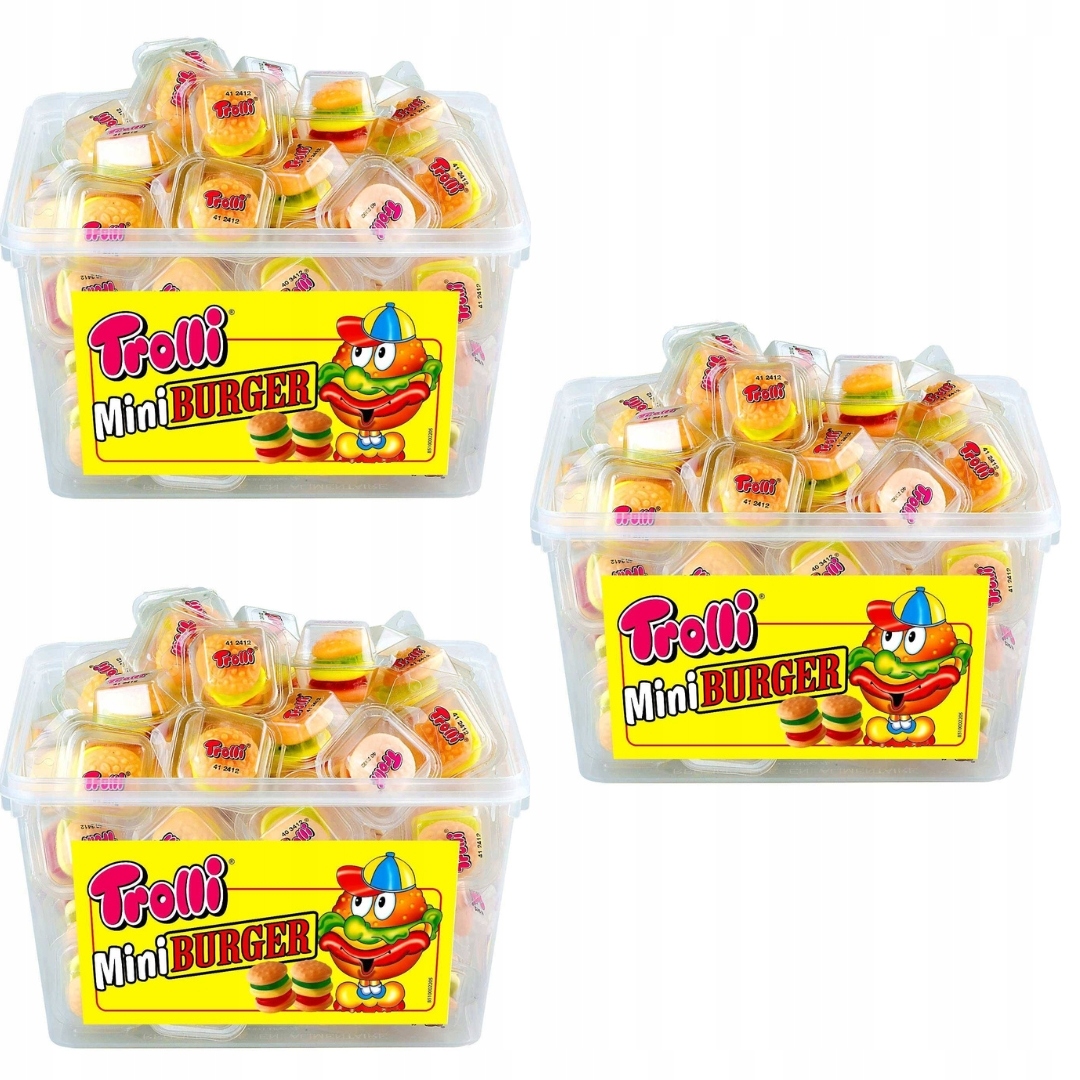 Trolli Żelki Party Burger mini 600g słodycze dla dzieci mini burgerki owoce