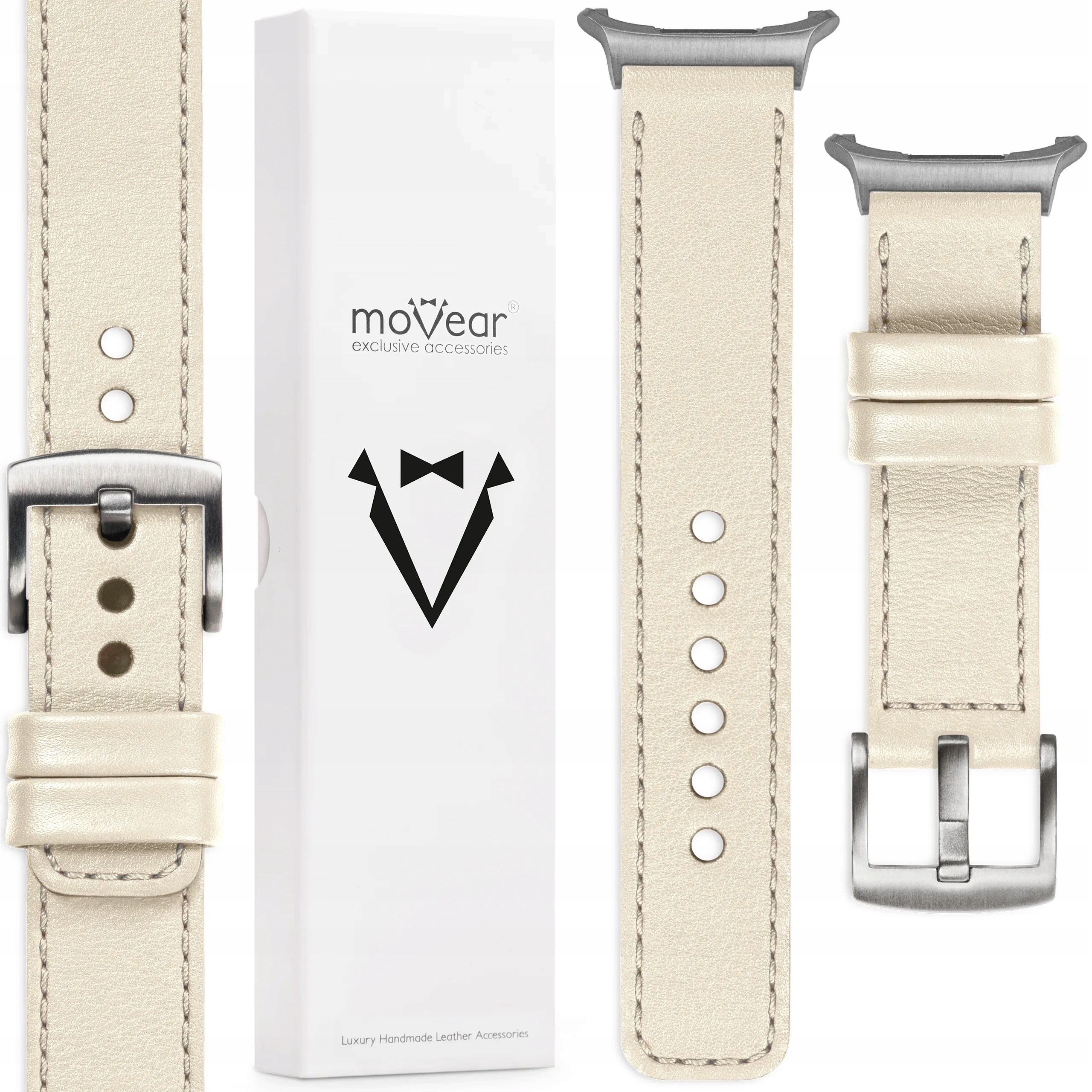 Kožený řemínek pro Samsung Galaxy Watch Ultra 24 mm Béžový Polský Movear