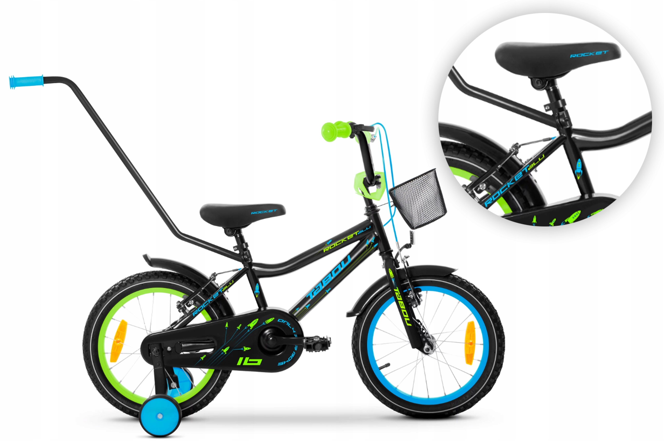 Rower dziecięcy 14" Tabou Rocket Alu czarny niebieski R25