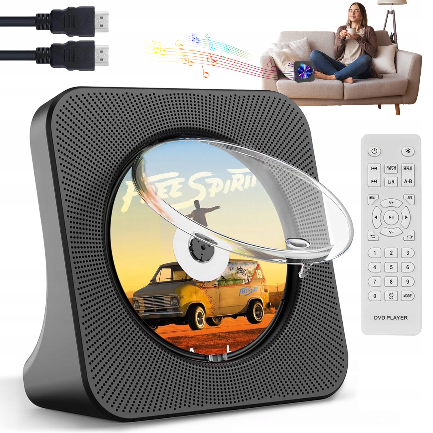 Multifunkční Přehrávač DVD CD Usb Bluetooth Fm Rádio Hdmi