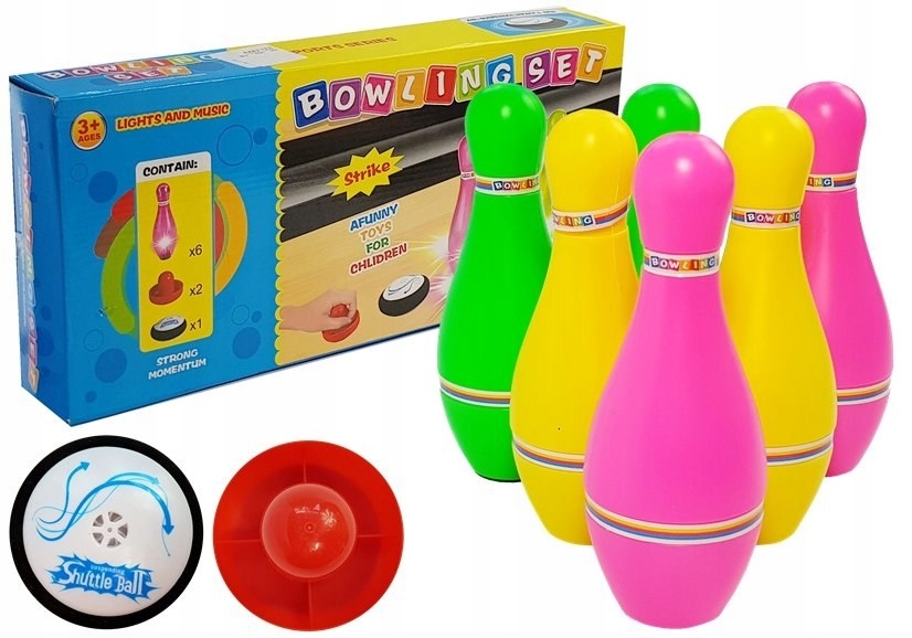 Zestaw do Gry w Kręgle Kolorowy 6szt Świeci Import