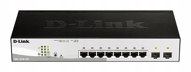 D-Link DGS-1210-10P switch 8portový Ge PoE switch, 2xSFP