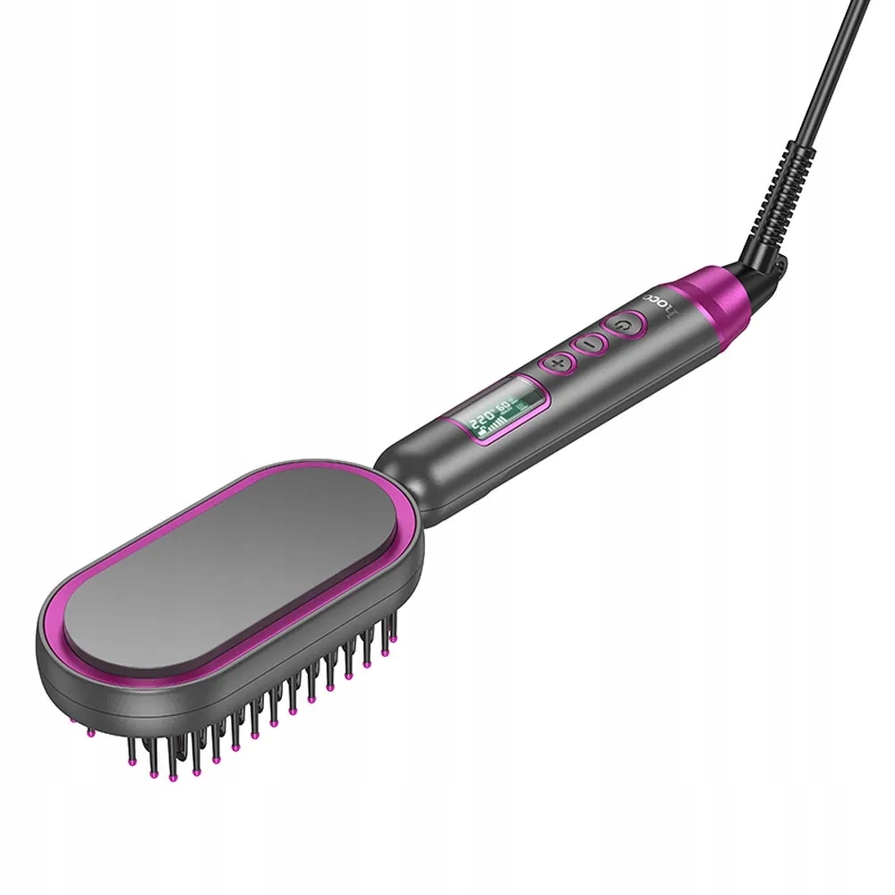 Hoco prostownica do włosów z grzebieniem z wyświetlaczem HP44 czerwony róż
